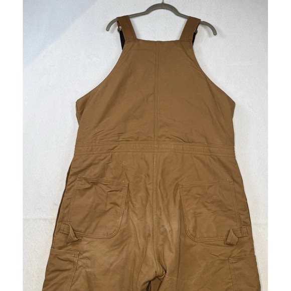 Carhartt Duck Bibs Men's 38x28 Insulated Quilt Lined Brown Workwear USA Made - Picture 8 of 16